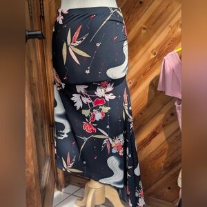 Floral Black High Low Skirt